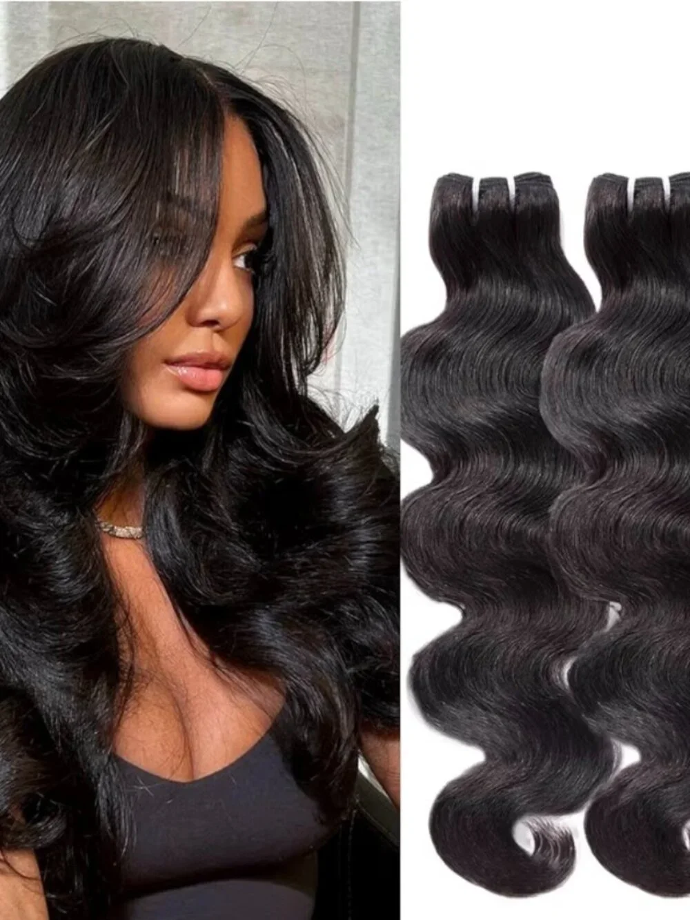 100% Human Hair Body Wave Bundles - 2 Luxurious & Natural Bundles 16'' & 18''